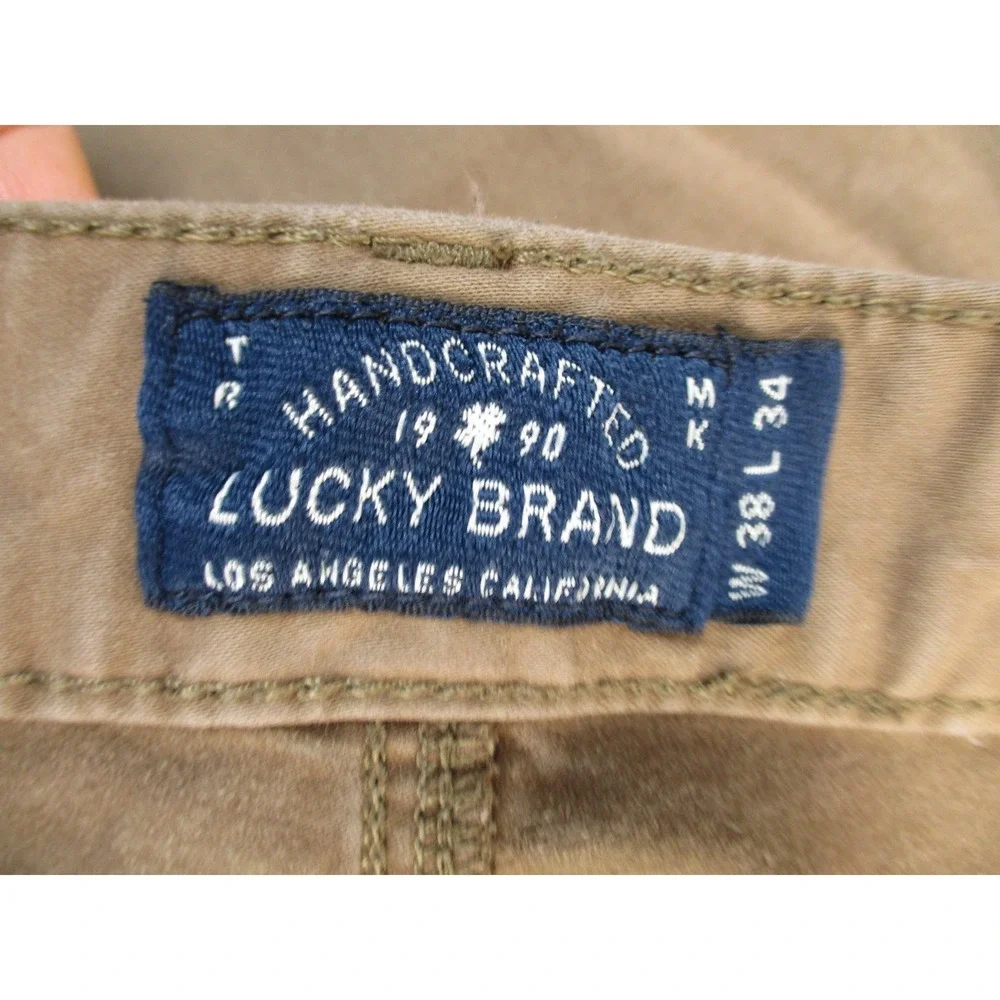 Lucky Brand 121 Heritage Slim Pants Mens 38x34 Brown Stretch Chino Casual